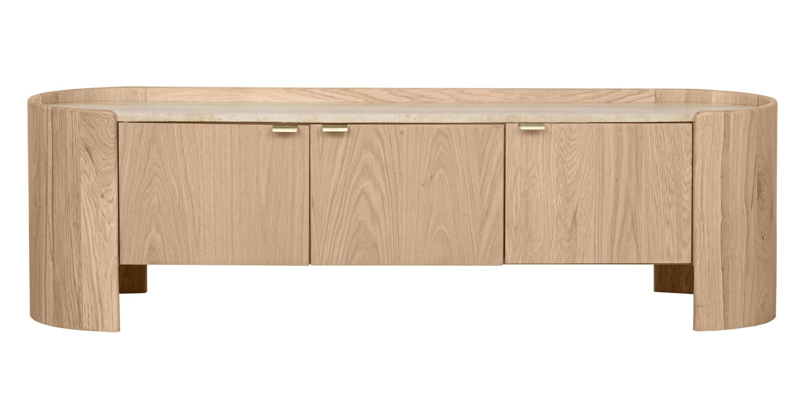 TV stolek Furlo 165 cm z masivu a travertinu dub přírodní