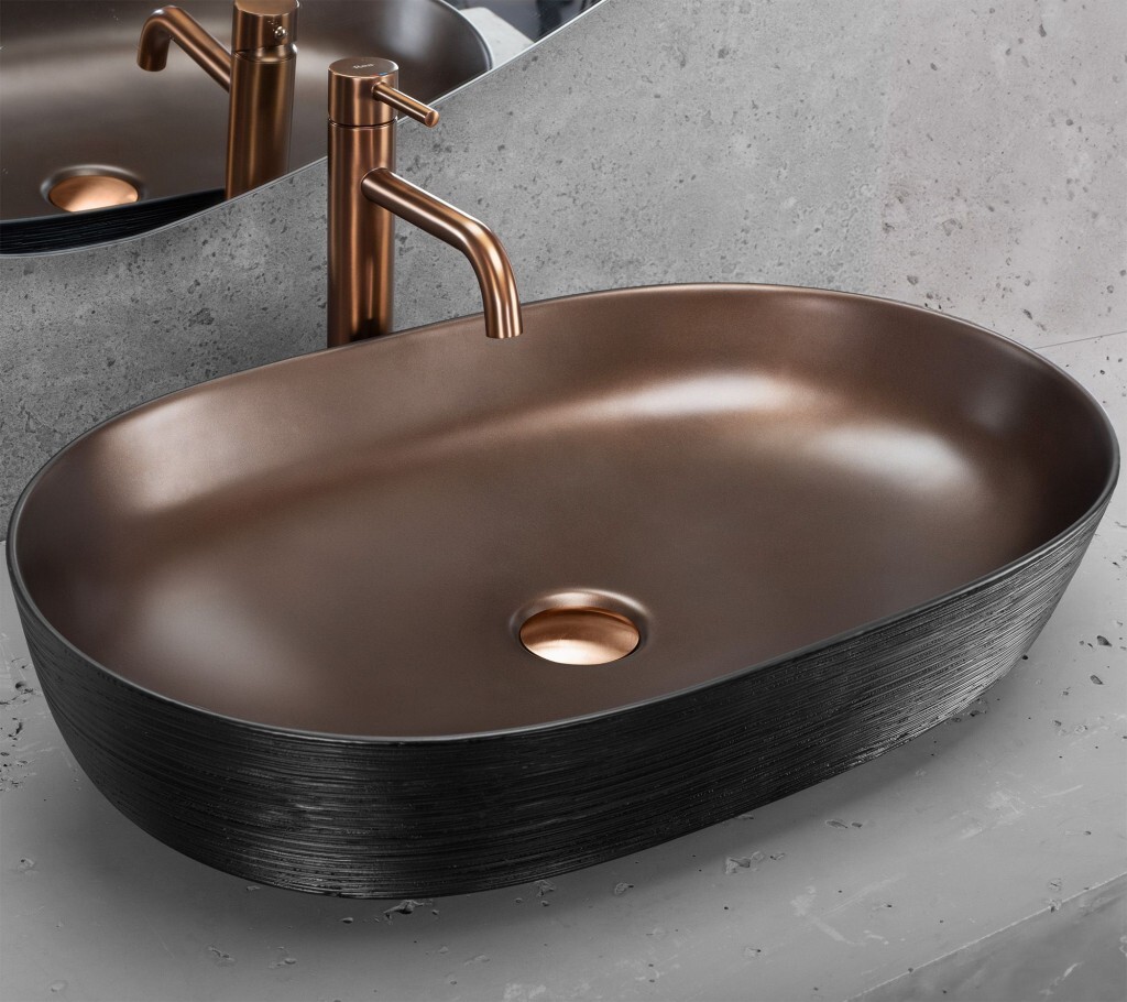 REA - Keramické umývadlo na dosku CLEO 61 Copper Bush / Black REA-U6383