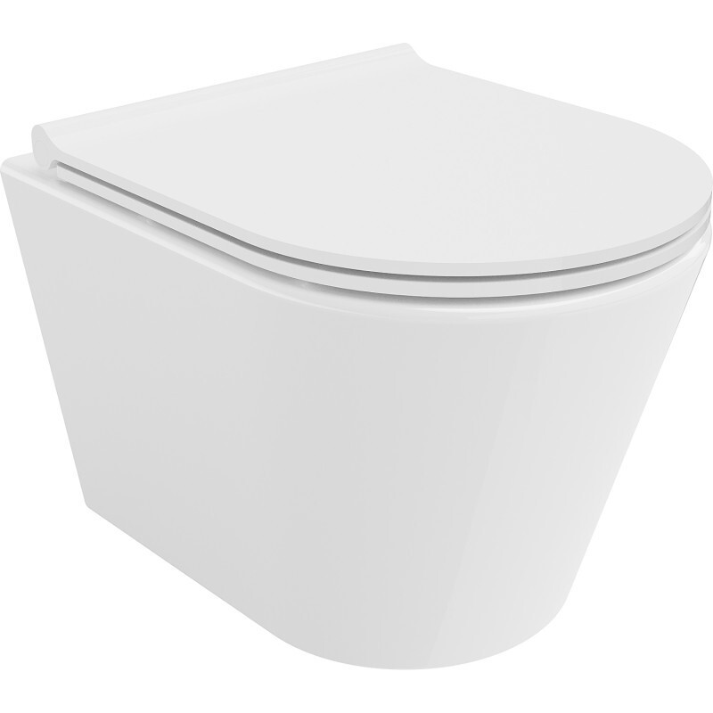 MEXEN/S - Rico Závesná WC misa Rimless Tornado vrátane sedátka s slow slim, duroplast, biela lesk 30720500T