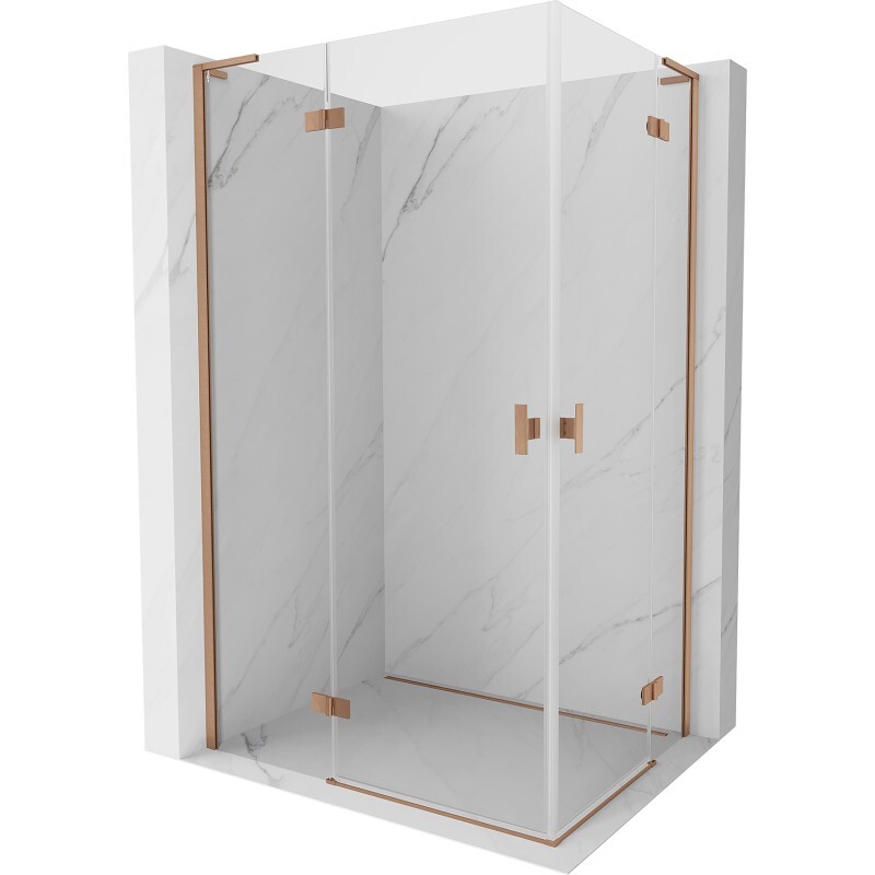 MEXEN/S - Mist-H L Duo sprchovací kút dvere krídlové 105 x 80, transparent, meď kartáčovaná 8A5L-105L-080P-65-00