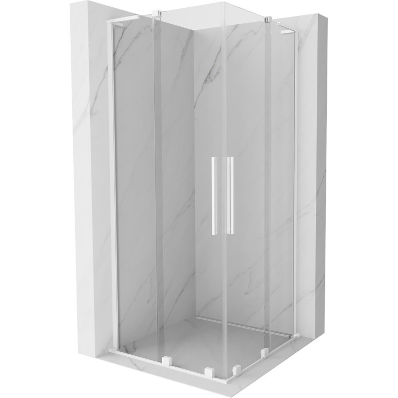 MEXEN/S - Velar L Duo sprchovací kút, posuvné dvere 90 x 90, transparent, biela 871-090-090-02-03-20