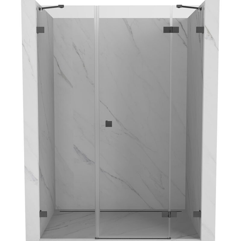 MEXEN/S - Lunar sprchové dvere krídlové pravé 135, transparent, grafit kartáčovaná 834S-135-050-66-00-P