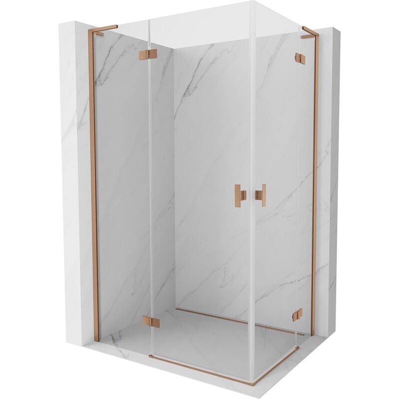 MEXEN/S - Mist-H L Duo sprchovací kút dvere krídlové 105 x 120, transparent, meď kartáčovaná 8A5L-105L-120P-65-00