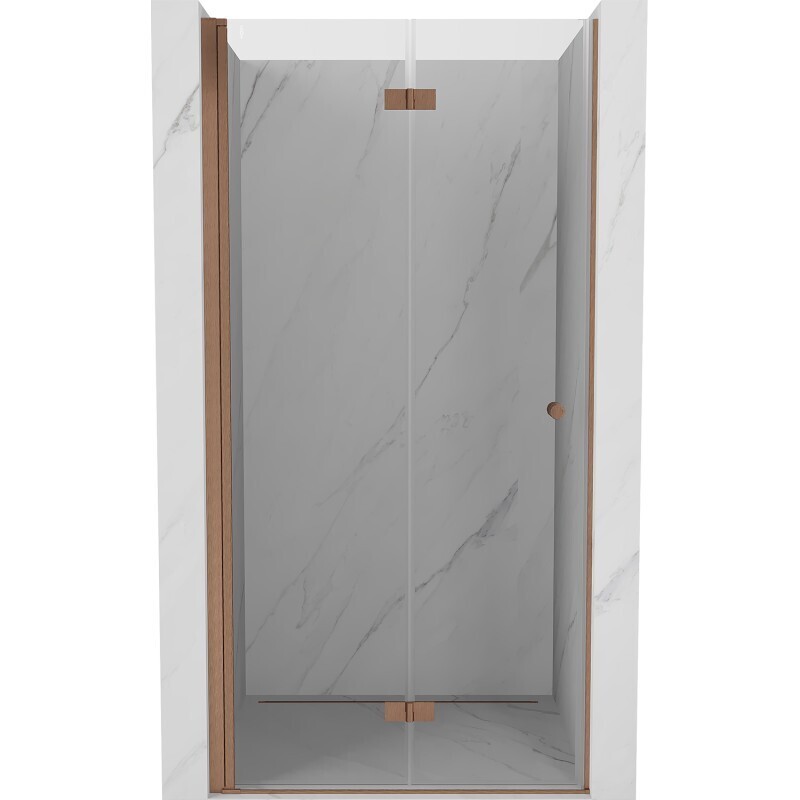 MEXEN - MIST dverná časť zalamovacia 85x200 cm 6mm meď kartáčovaná, číra, ľavé 8A6-085-000-65-00-L