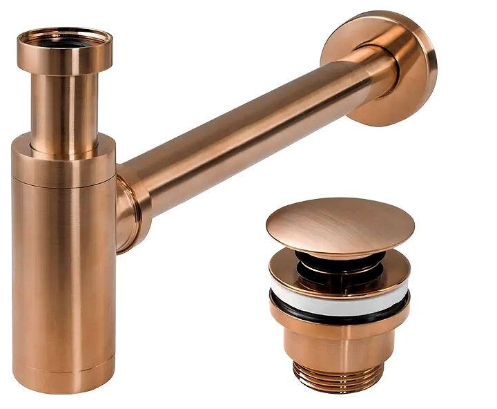 REA - Umývadlový sifón s univerzálnym výpustom click-clack - COPPER MAT REA-A5699