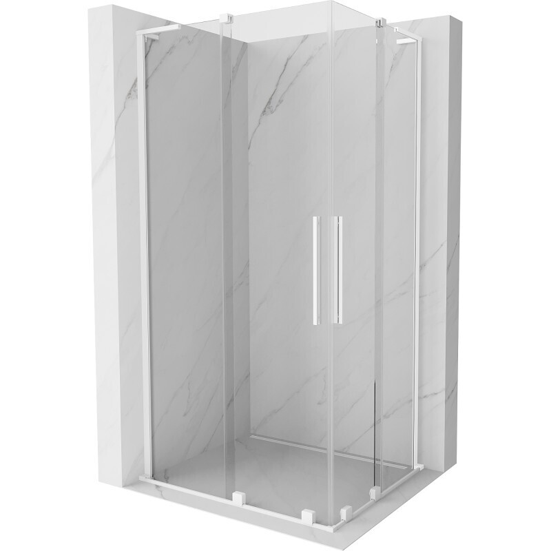 MEXEN/S - Velar L Duo sprchovací kút, posuvné dvere 90 x 80, transparent, biela 871-090-080-02-03-20