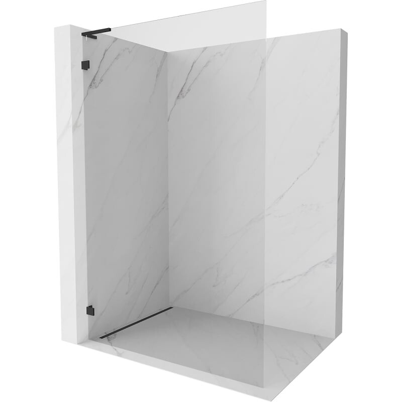 MEXEN/S - Lunar L Sprchová zástena WALK-IN ľavá 80 x 200, transparent 8 mm, čierna 830L-080-000-70-00-L