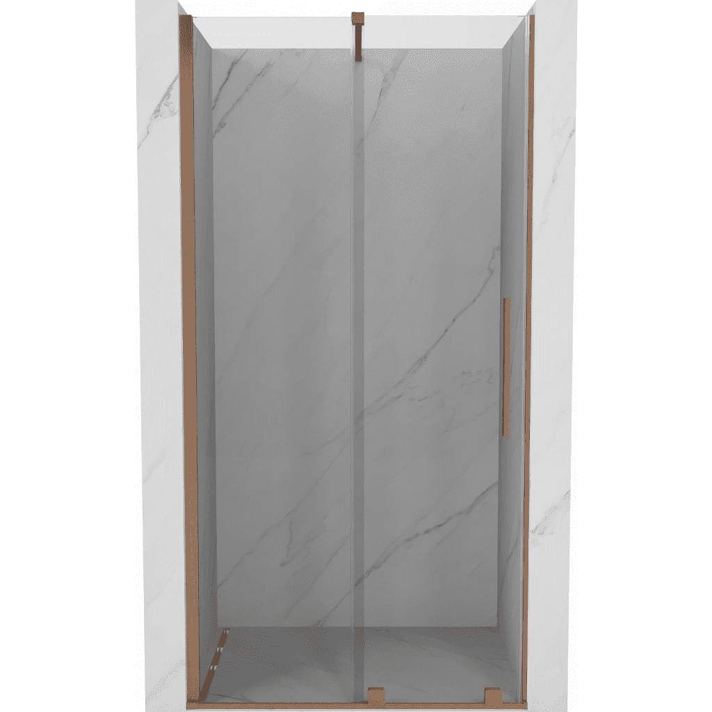 MEXEN/S - Velár posuvné sprchové dvere 75, transparent, kartáčovaná meď 871-075-000-01-65