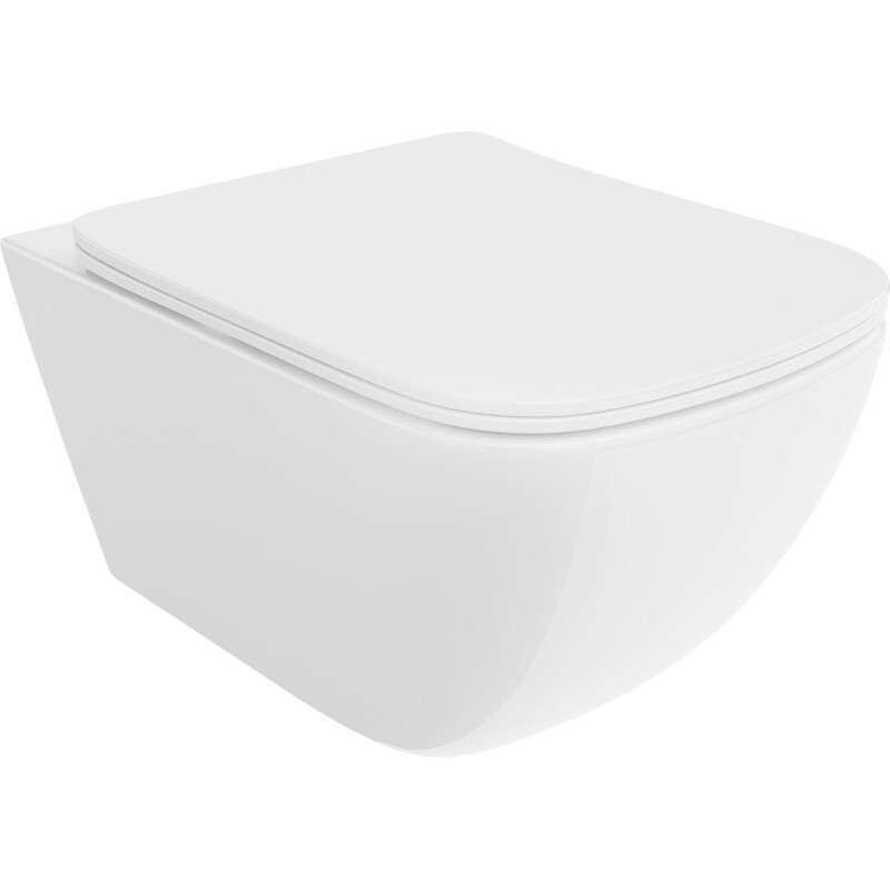 MEXEN/S - Timo Závesná WC misa Rimless Tornado vrátane sedátka s slow slim, duroplast, biela lesk 30650200T