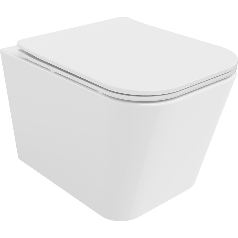 MEXEN/S - Teo Závesná WC misa Rimless Tornado vrátane sedátka s slow slim, duroplast, biela lesk 30850600T