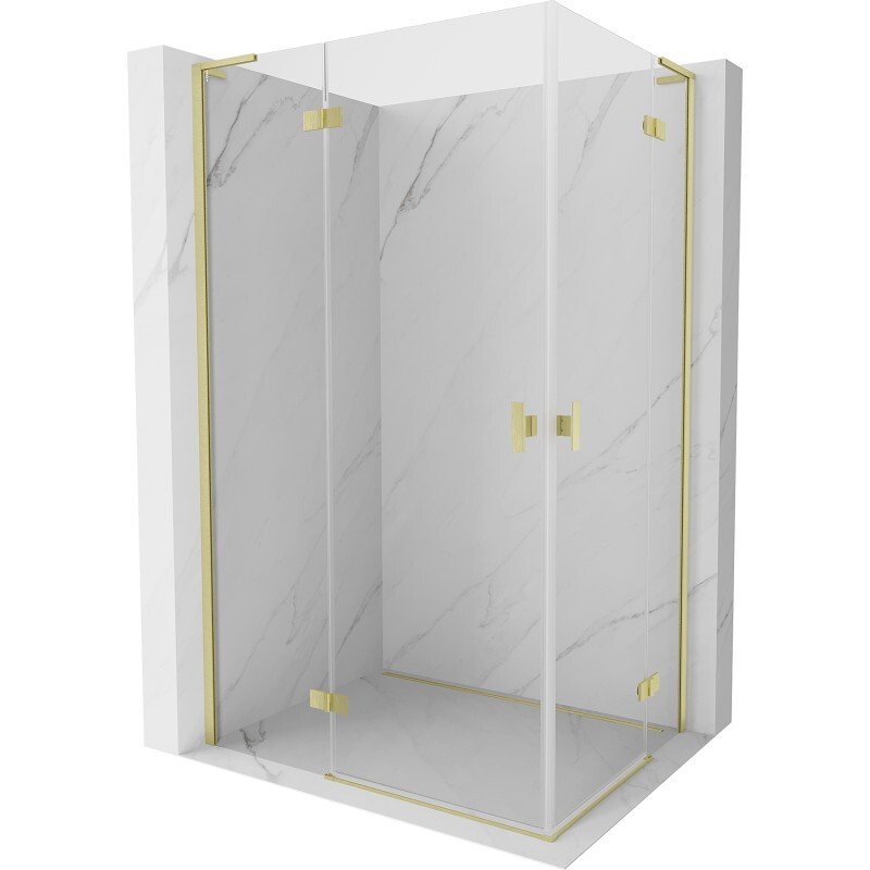 MEXEN/S - Mist-H L Duo sprchovací kút dvere krídlové 105 x 115, transparent, zlato kartáčovaná 8A5L-105L-115P-55-00
