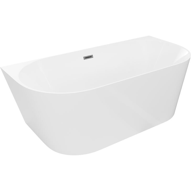 MEXEN/S - Oval Slim voľne stojaca vaňa nástenná 170 x 80, biela, sifón a prepad grafit kartáčovaná 52661708000-66