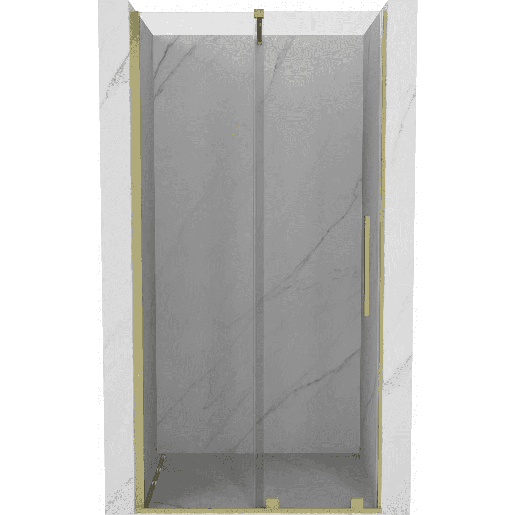 MEXEN/S - Velár posuvné sprchové dvere 75, transparent, zlatá kartáčovaná 871-075-000-01-55