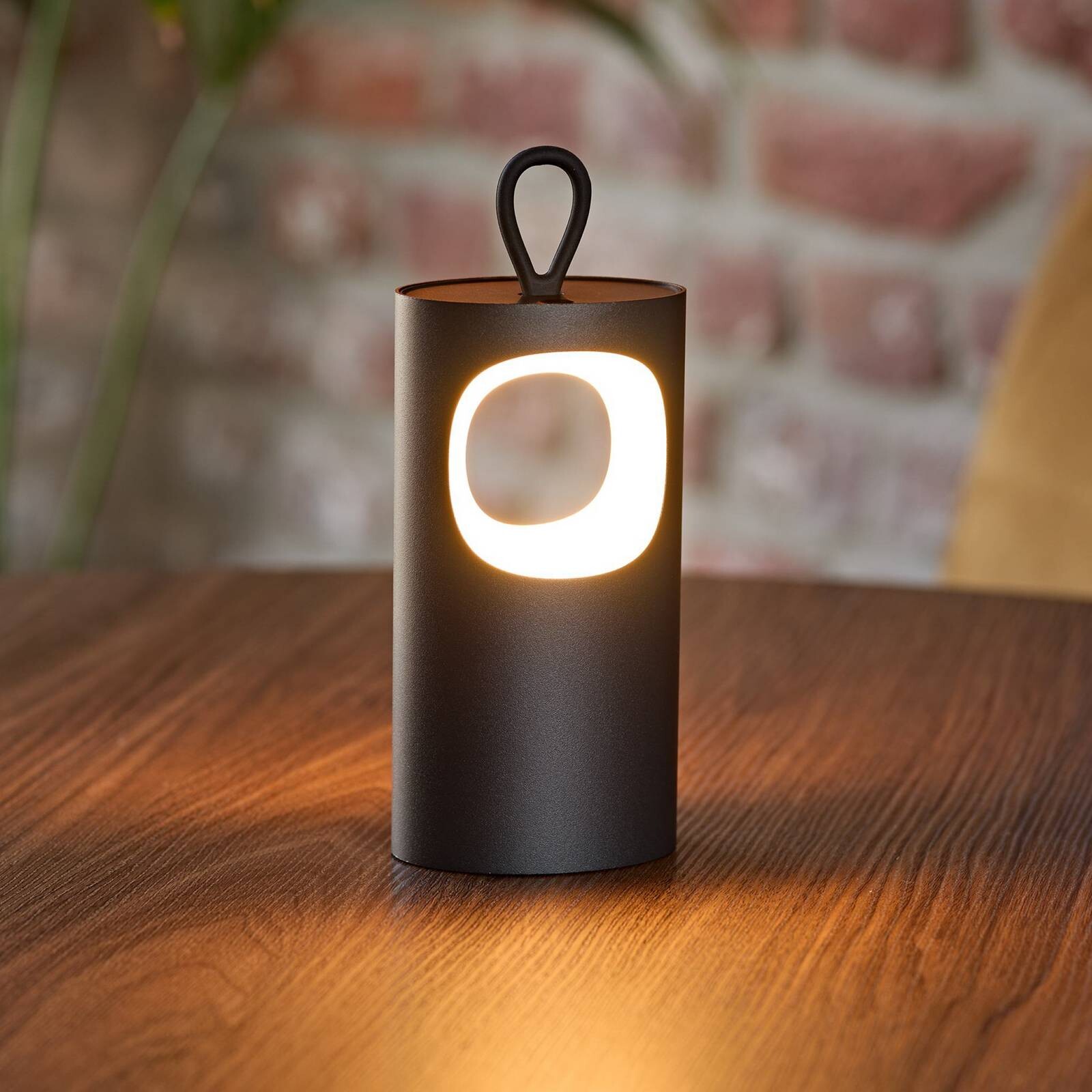 LED stolová lampa Lunari, čierna, 16 cm, kov, CCT IP44