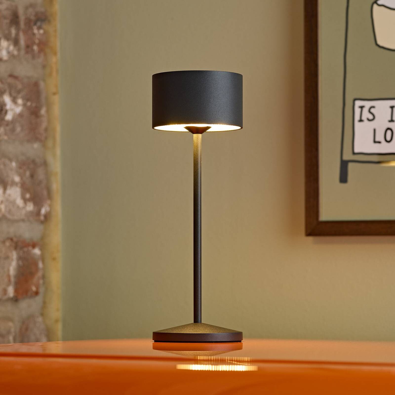 LED stolová lampa Veluna, čierna, výška 25 cm IP44 stmievateľné CCT