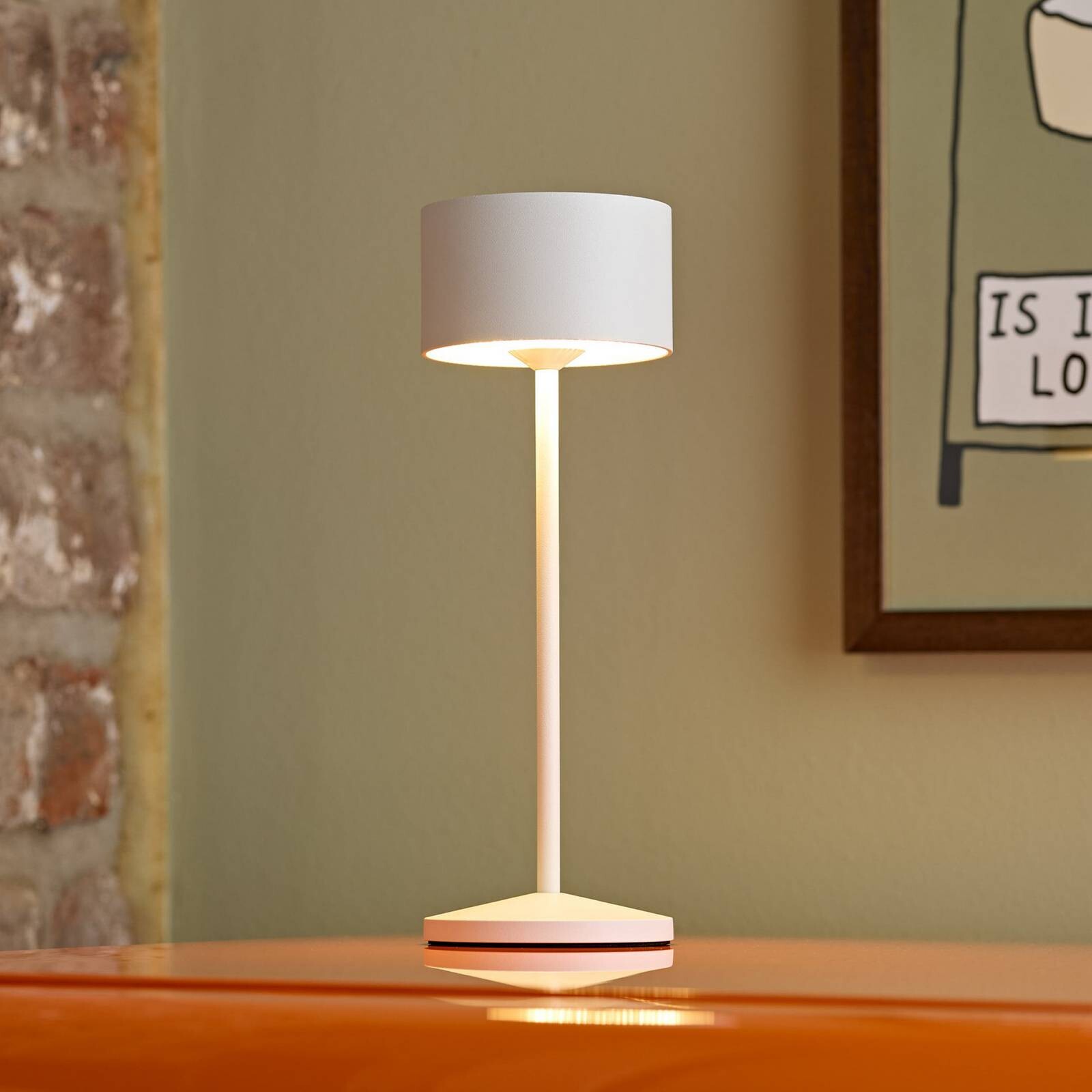 LED stolová lampa Veluna, biela, sada 3 ks, 25 cm, IP44