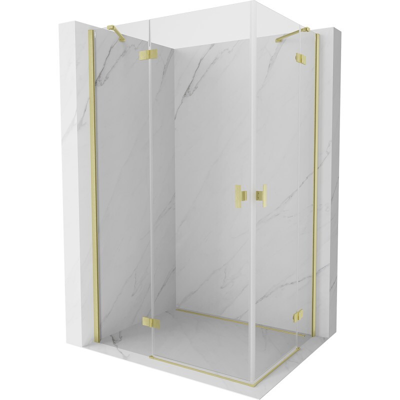 MEXEN/S - Mist H Duo sprchovací kút dvere krídlové 105 x 115, transparent, zlato kartáčovaná 8A5-105L-115P-55-00