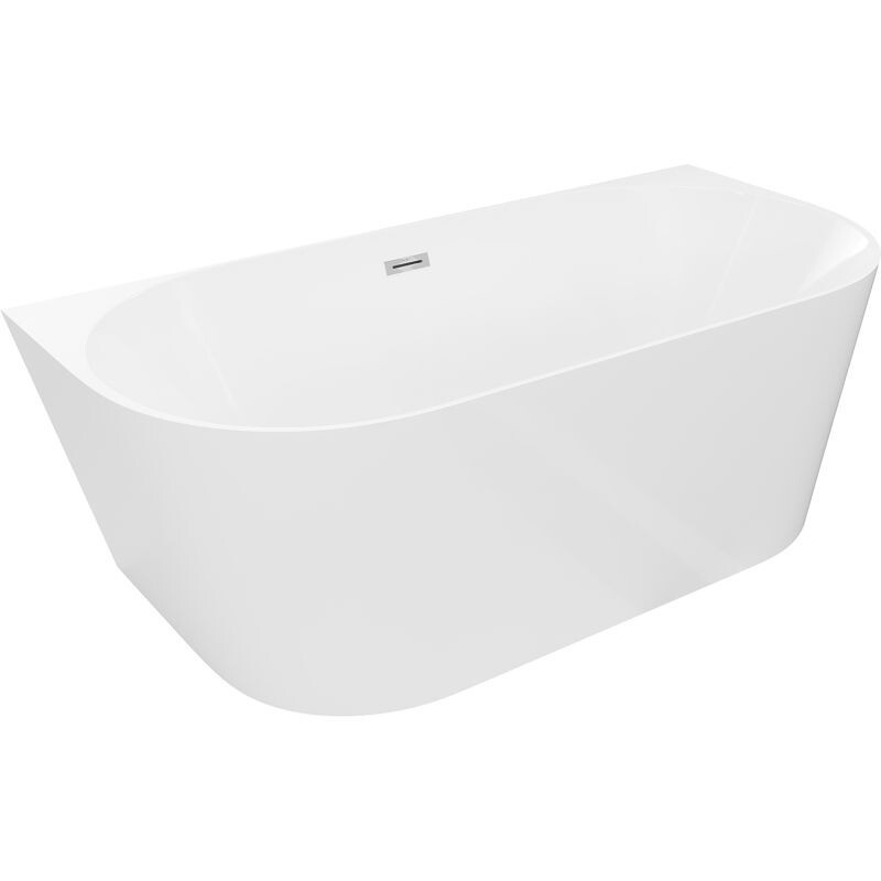 MEXEN/S - Oval Slim voľne stojaca vaňa nástenná 170 x 80, biela, sifón a prepad chróm 52661708000-01