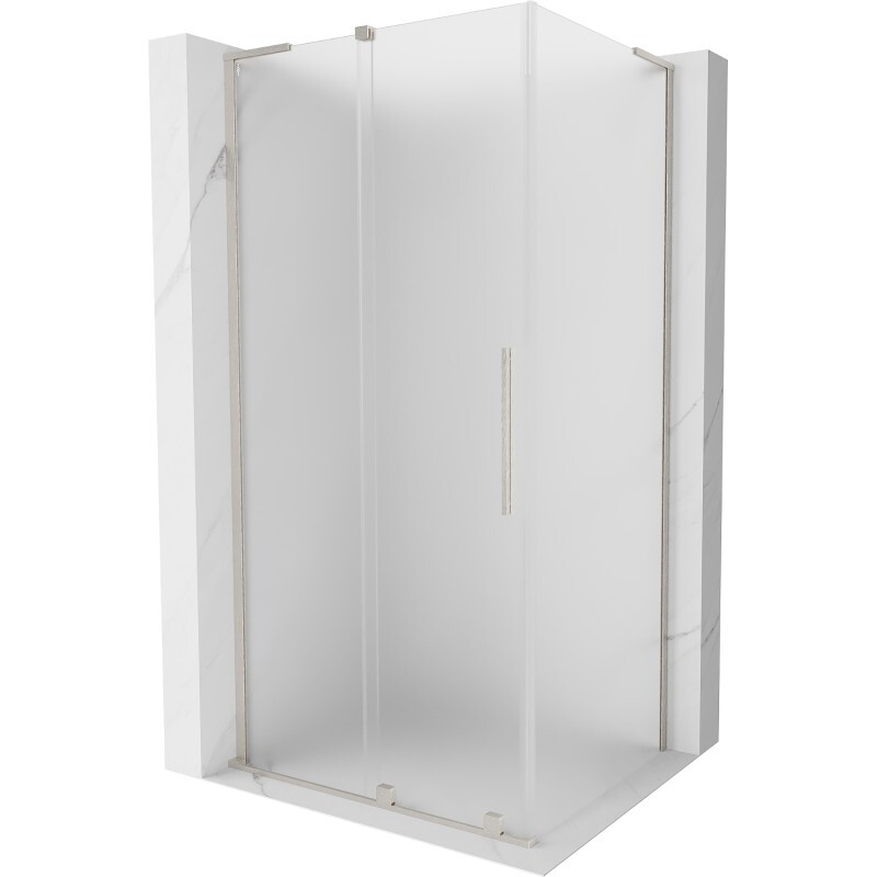 MEXEN/S - Velar L sprchovací kút, posuvné dvere 90 x 70, dekor, nikel kartáčovaný 871-090-070-33-97