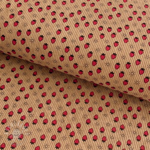 Menčester STRETCH Little strawberries sand