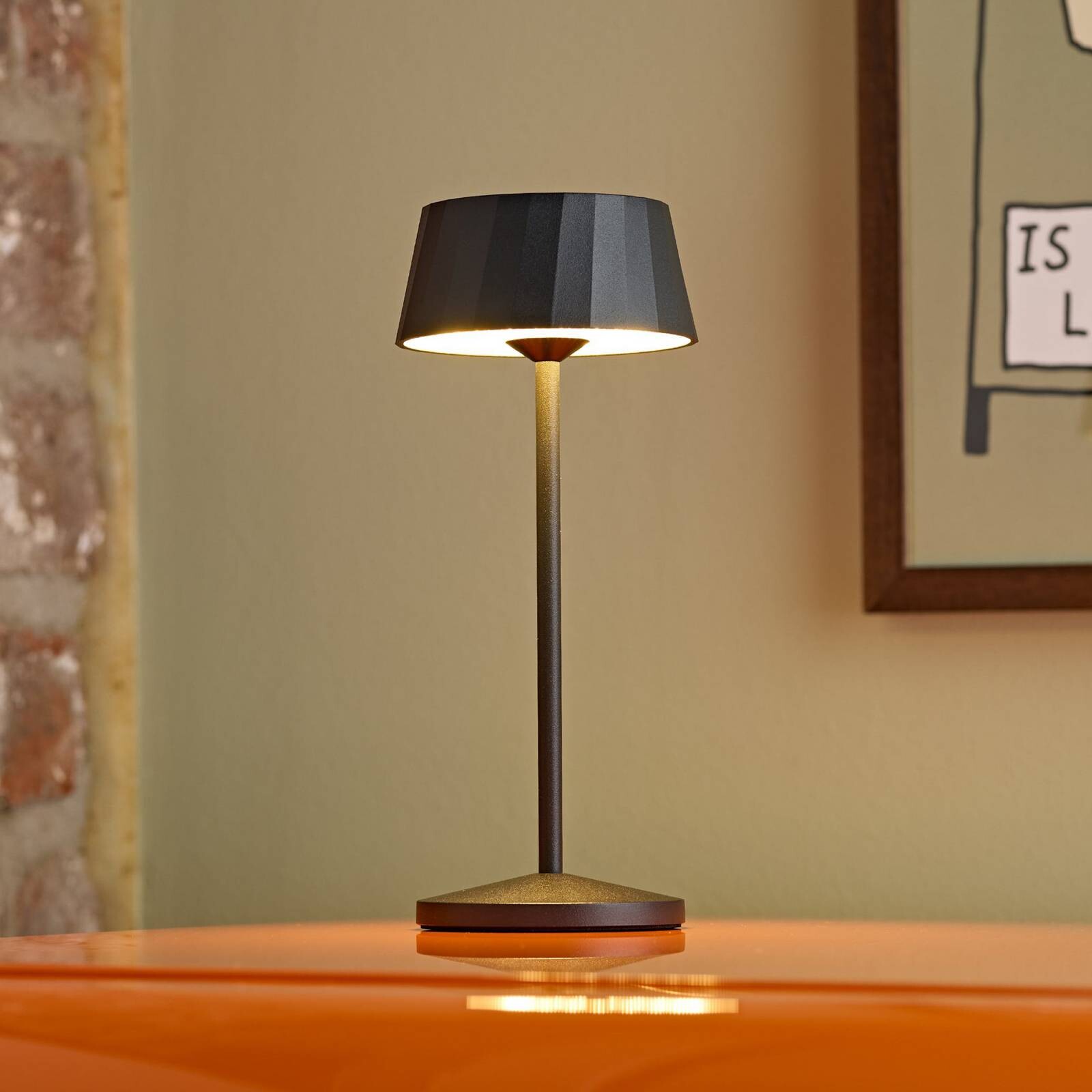 LED stolová lampa na batérie Facetta, sada 3 ks, čierna, 22 cm, IP44