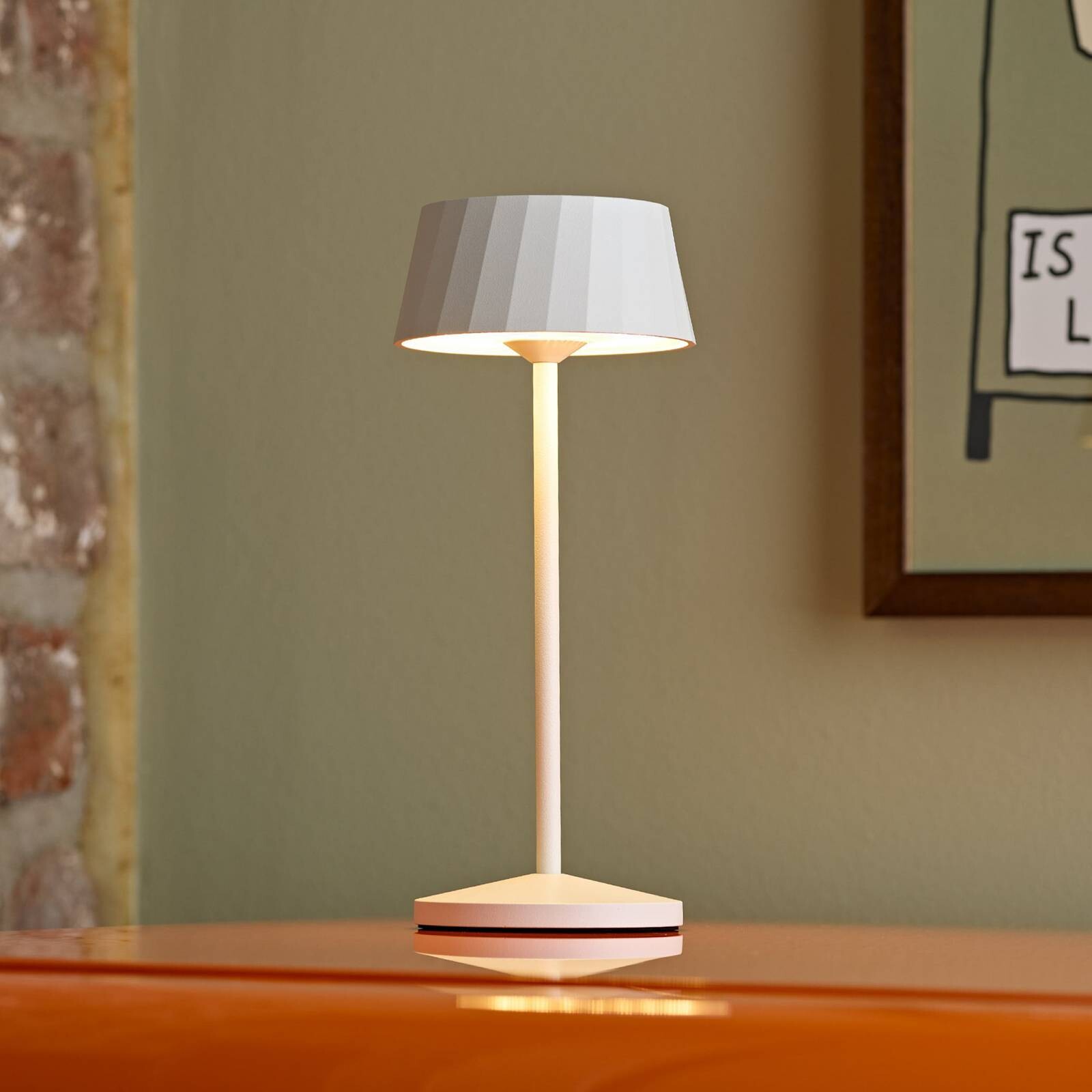 LED stolová lampa na batérie Facetta, sada 3 ks, biela, 22 cm, IP44