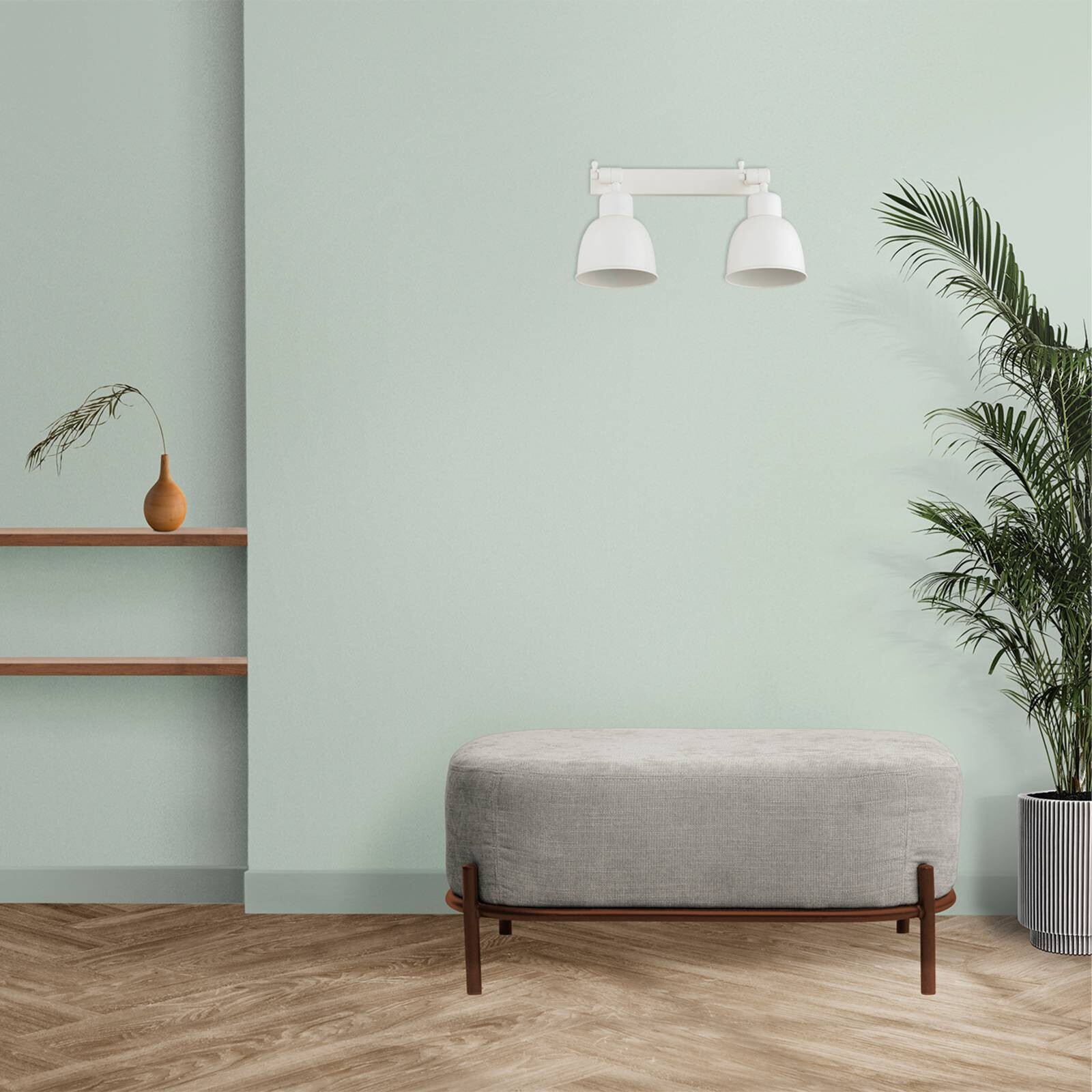 Nástenné svetlo Emoti, béžové, 2-pl., oceľ, dĺžka 27 cm