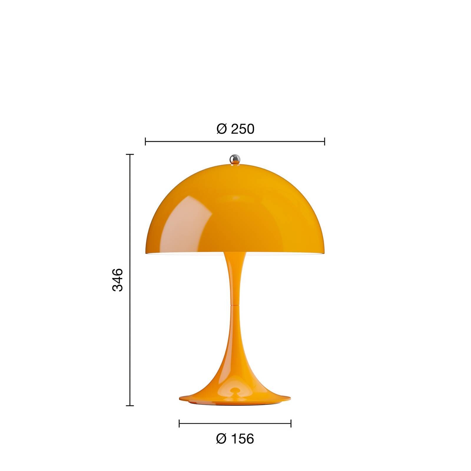 Louis Poulsen LED akumulátorová lampa Panthella 250, oranžová, IP44