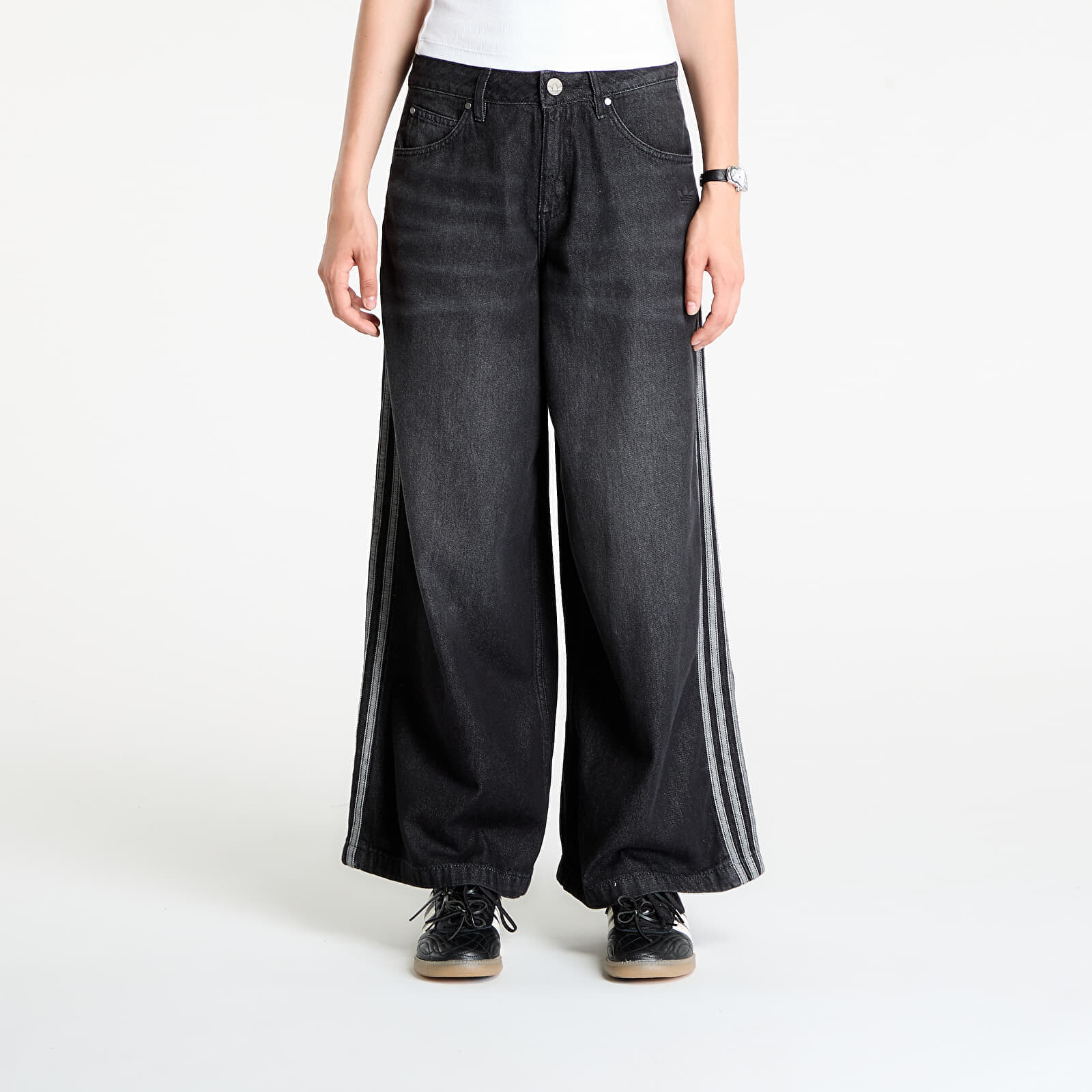 Kalhoty adidas Denim Wide Pant Black 28/30