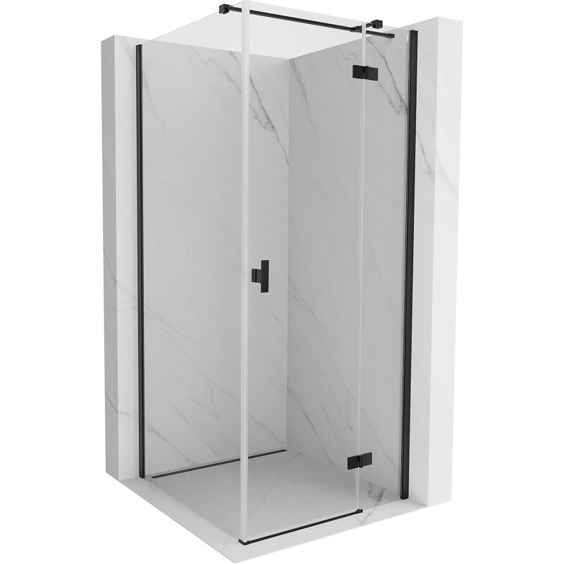 MEXEN/S - Mist HT sprchovací kút dvere krídlové pravá 85 x 85, transparent, čierna 8A5T-085-085-70-00-P