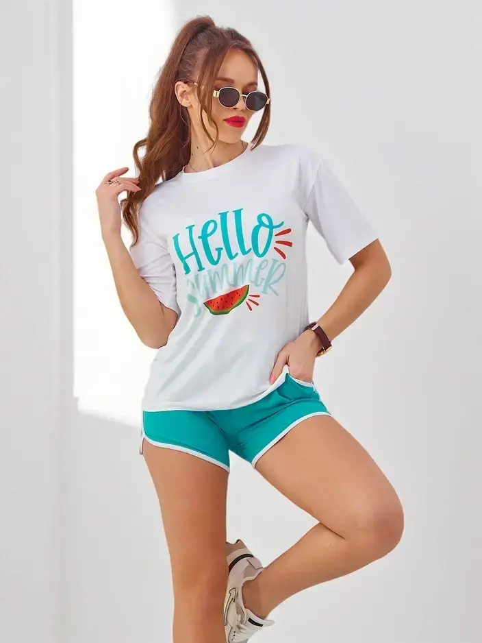 Resti Women's sports set with a t-shirt and shorts Hello Summer