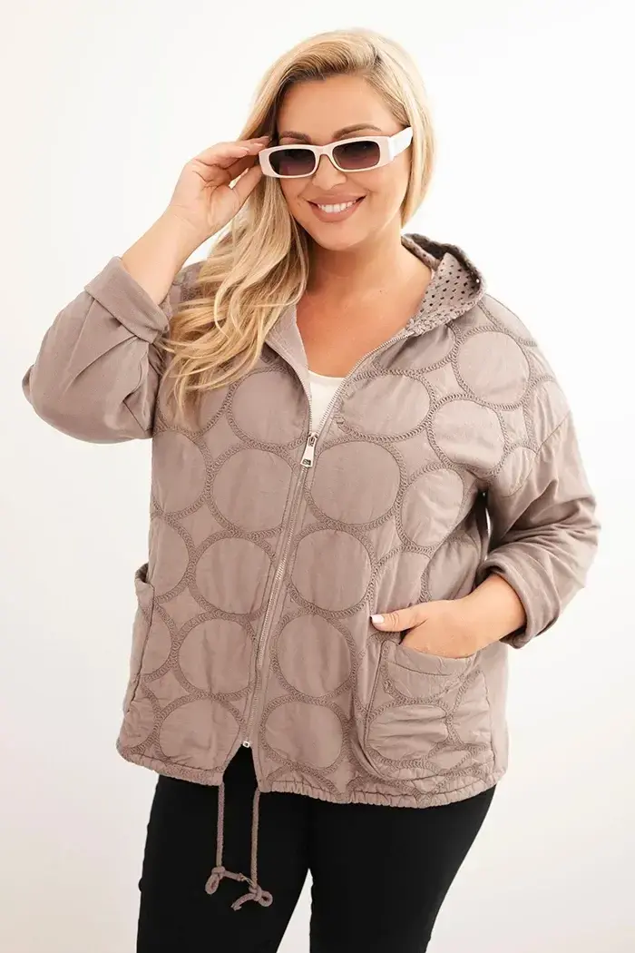 Kesi Włoski Dámska mikina Plus Size bavlnená na zips fango