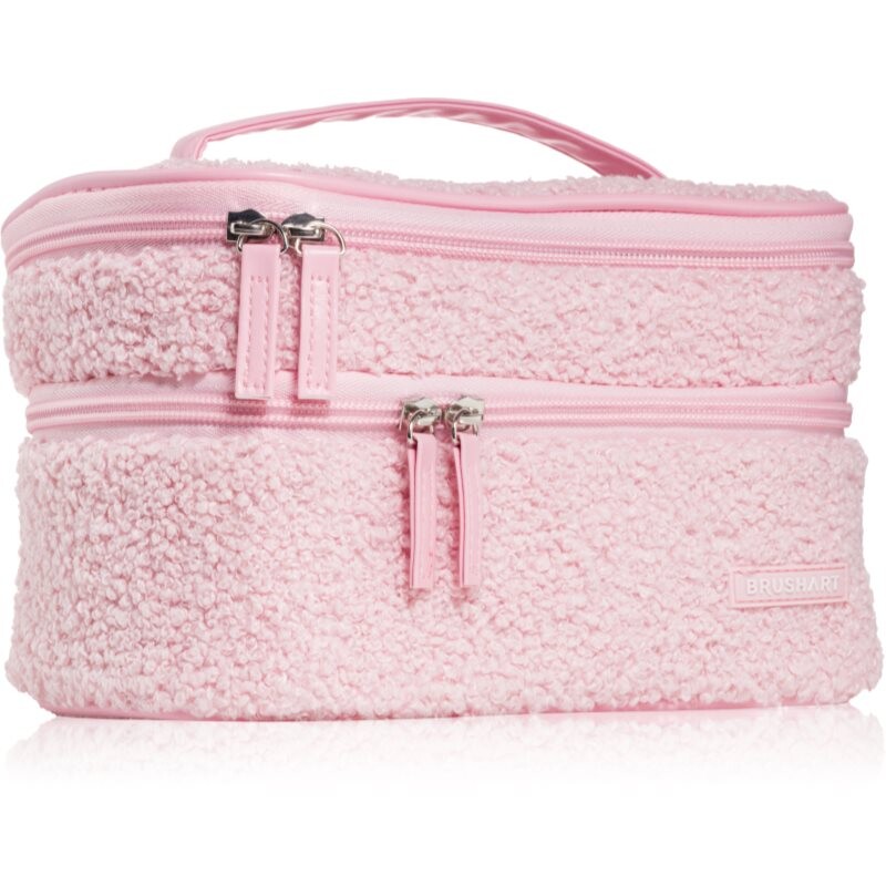 BrushArt Accessories Double-layered fluffy make-up bag taštička s dvoma priehradkami Light pink 1 ks