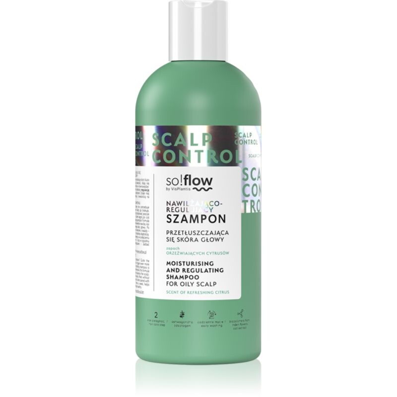 so!flow Oily Scalp Moisturizing and Regulating Shampoo hydratačný šampón pre mastnú pokožku hlavy 400 ml