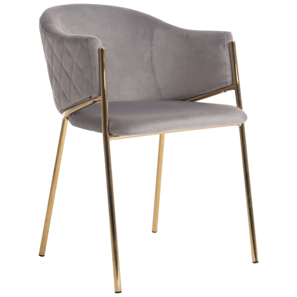 Ambia Home STOLIČKA S PODRÚČKAMI, zamat, sivá, zlatá