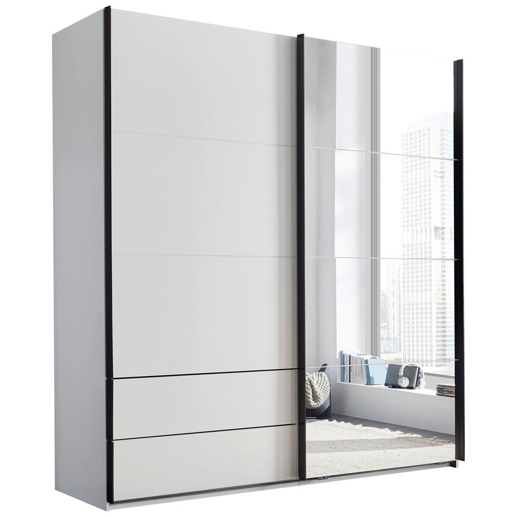 Xora SKRIŇA S POS. DVER. – HOR.VED, biela, čierna, 215/225,5/60,5 cm