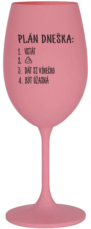 PLÁN DŇA - RISE - ružový pohár na víno 350 ml