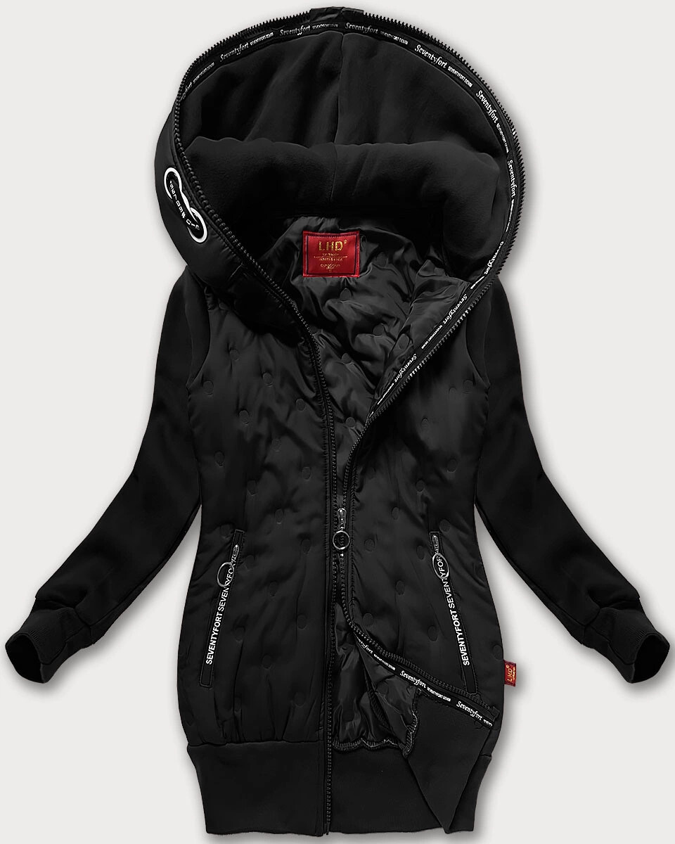 Čierna dámska bunda s kapucňou LHD (AMG-162A) odstíny černé S (36)