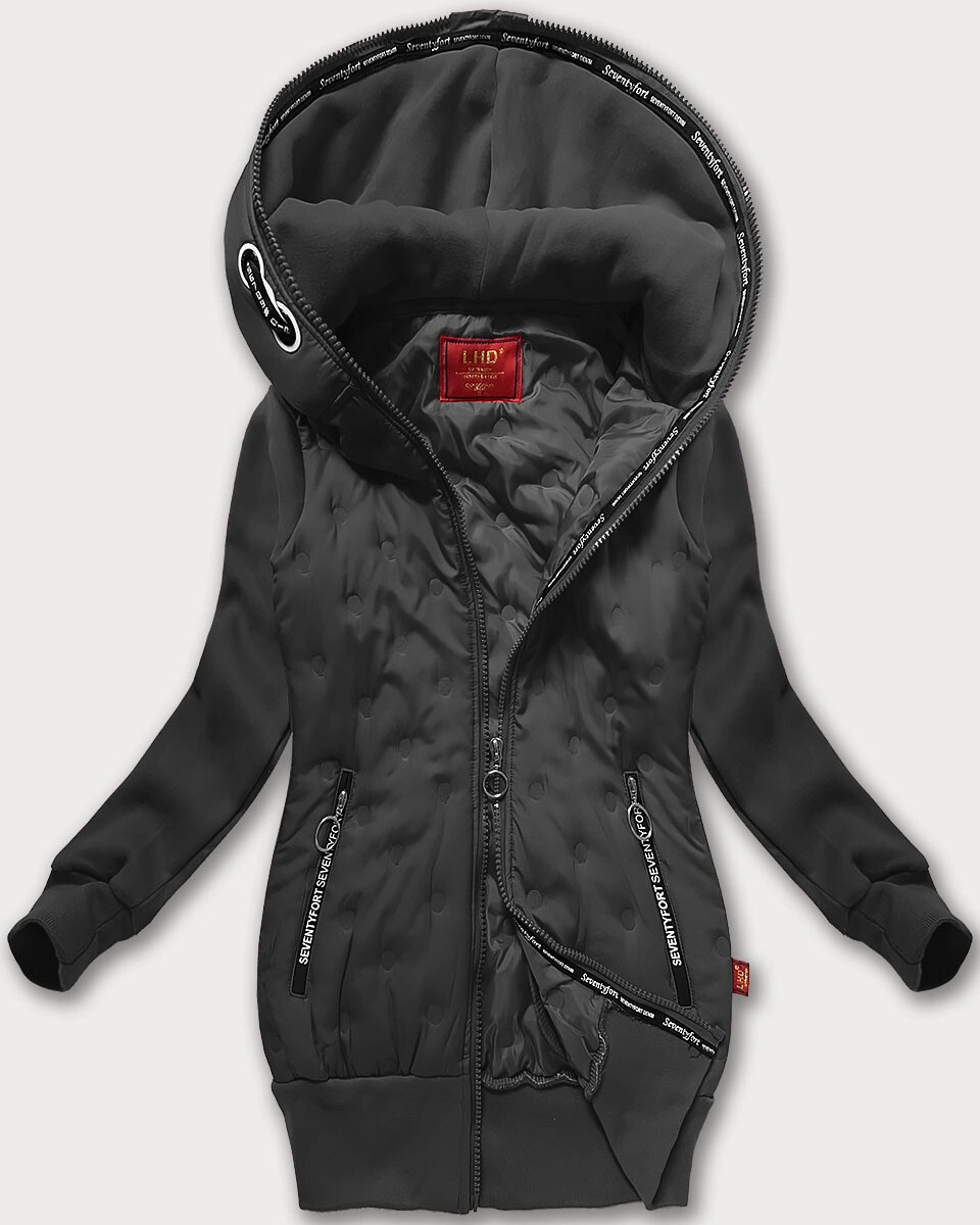 Dámska bunda s kapucňou v grafitovej farbe LHD (AMG-162A) odstíny šedé S (36)