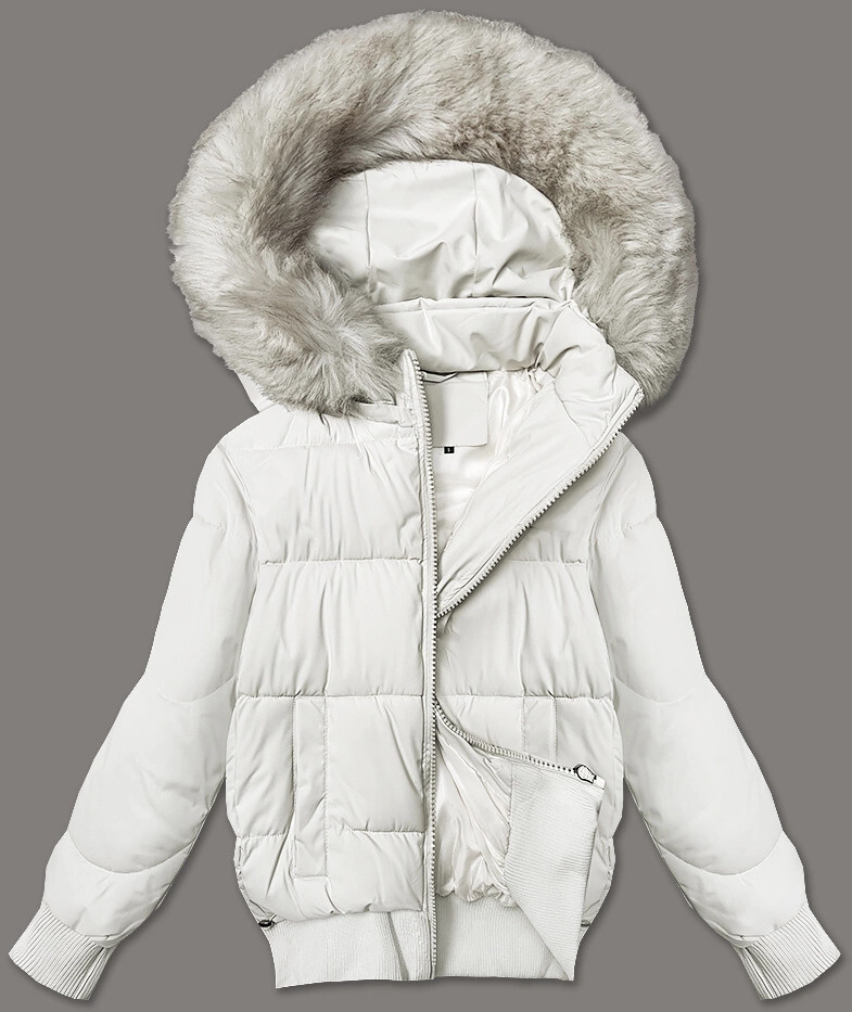 Biela dámska krátka zimná bunda so sťahovacím lemom S'west (B8288-26) odstíny bílé S (36)