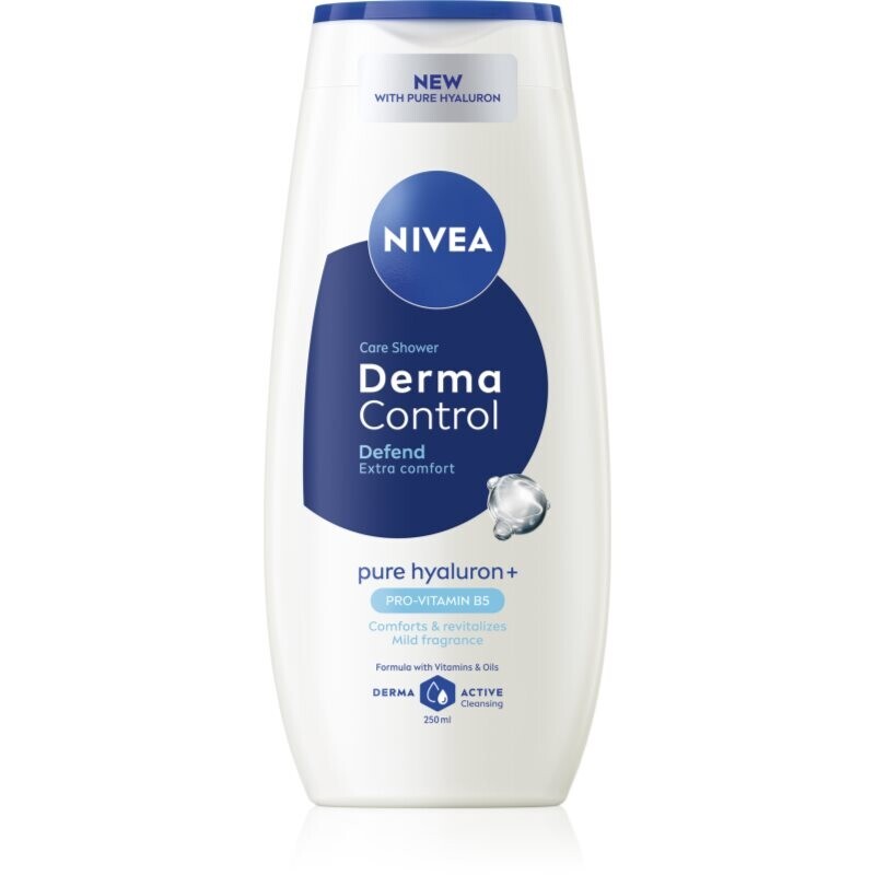 NIVEA Derma Control Defend upokojujúci sprchový gél s kyselinou hyalurónovou 250 ml