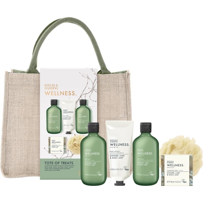 Baylis & Harding Wellness. Energise darčeková sada kozmetická taštička Ginger, Lime & Basil Leaf