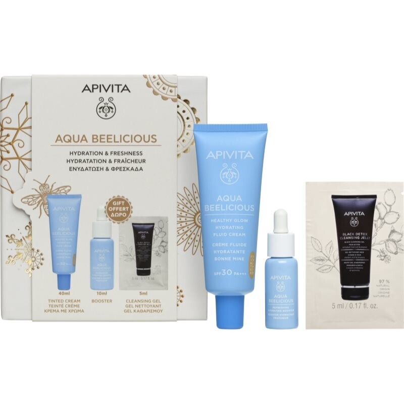 Apivita Aqua Beelicious Hydration & Natural Coverage Set vianočná darčeková sada pre rozjasnenie a hydratáciu