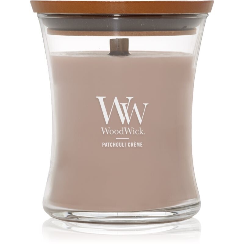 Woodwick Patchouli Créme vonná sviečka s dreveným knotom 275 g