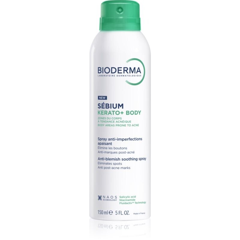 Bioderma Sébium Kerato+ Body telový sprej proti akné, začervenaniu a jazvám po akné 150 ml