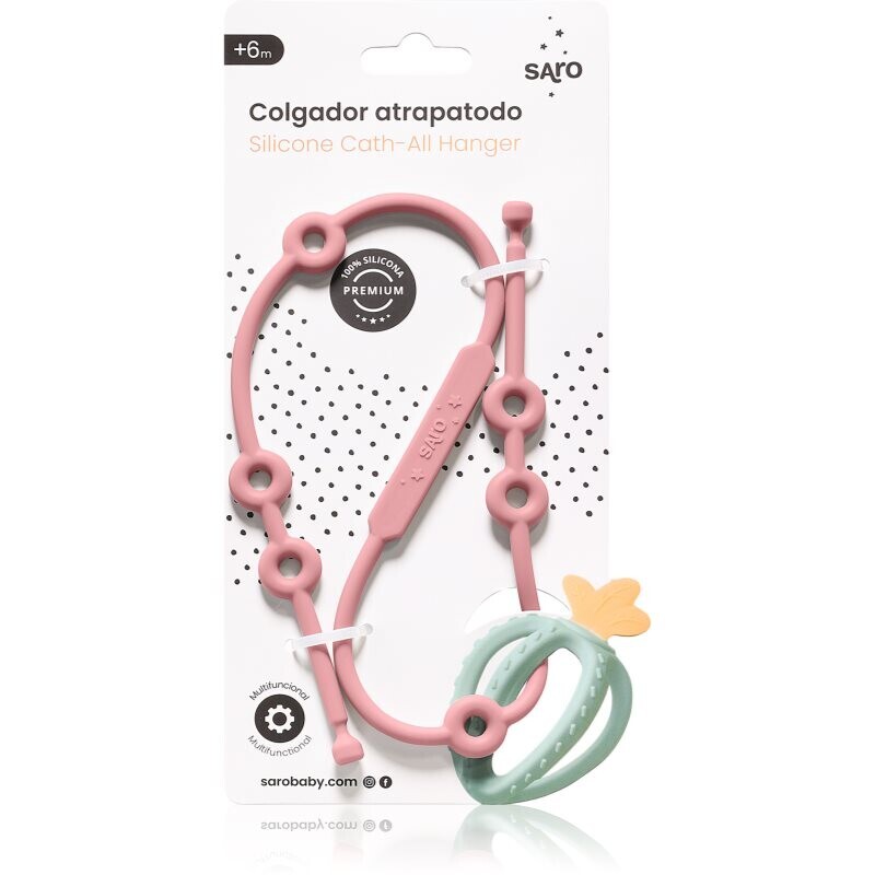 Saro Baby Silicone Catch-All Hanger silikónová šnúrka Pink 1 ks