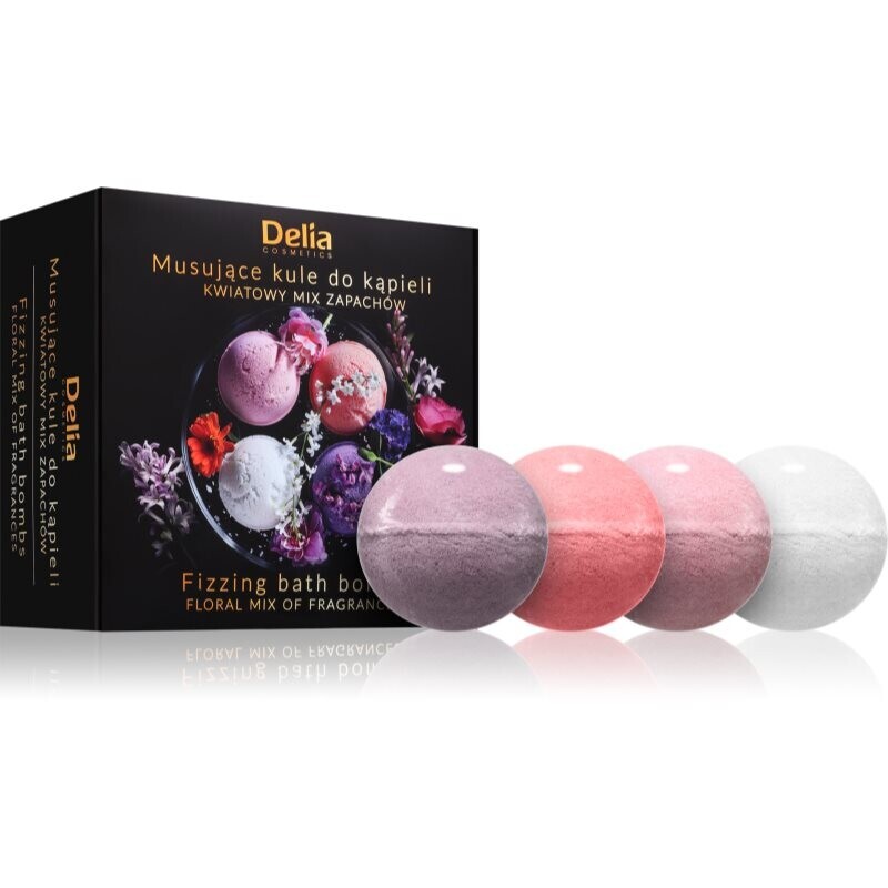Delia Cosmetics Fizzing Bath Bombs Floral Mix darčeková sada do kúpeľa 4x100 g