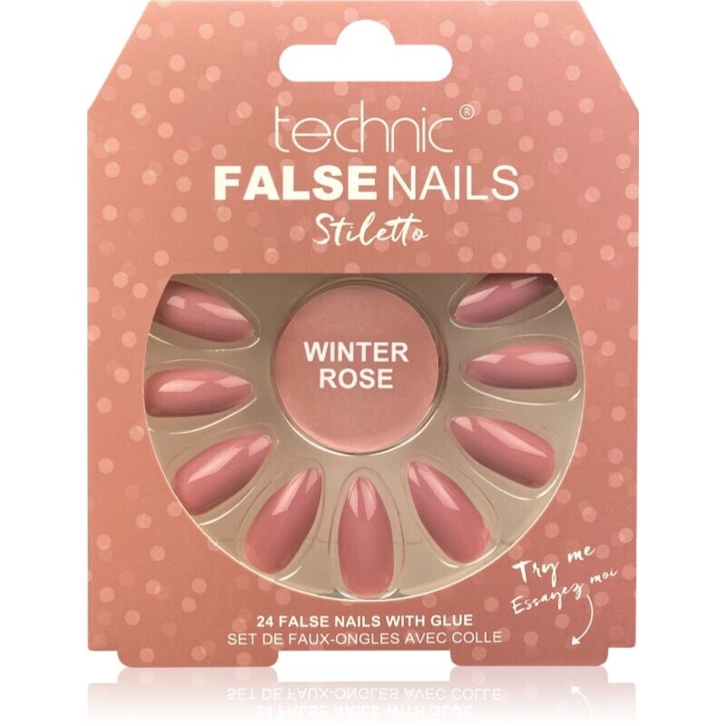 Technic Cosmetics False Nails Stiletto umelé nechty Winter Rose 24 ks