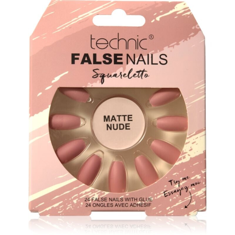 Technic Cosmetics False Nails Sqarletto umelé nechty Matte Nude 24 ks