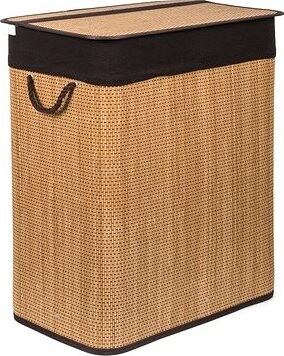 G21 Kôš na bielizeň 105 l s rozdeľovačom, bambusový s hnedým košom